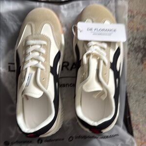 Neutral Cream & Black Athletic Sneakers - The P.L. Chance